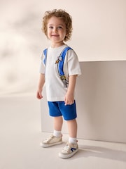 Cobalt Blue 100% Cotton Short Sleeve Back Print T-Shirt And Shorts Set (3mths-7yrs) - Image 1 of 3
