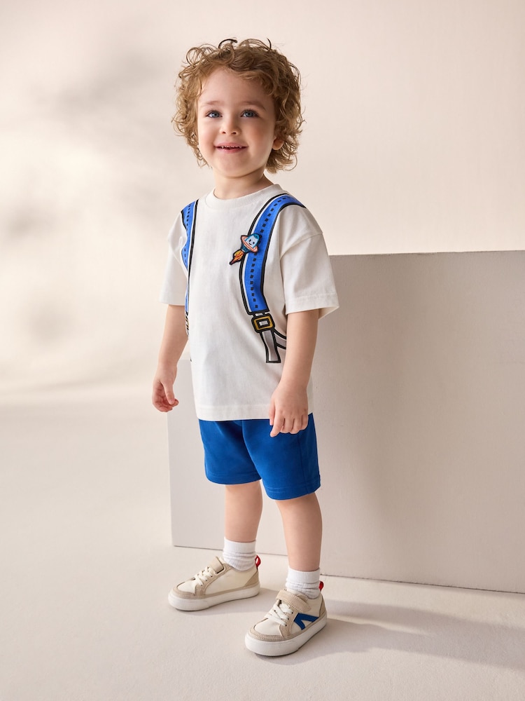 Cobalt Blue 100% Cotton Short Sleeve Back Print T-Shirt And Shorts Set (3mths-7yrs) - Image 1 of 3