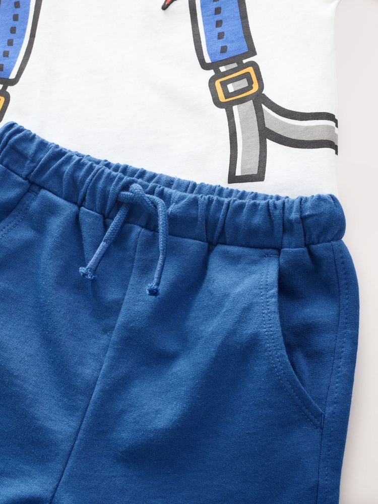 Azul cobalto - Conjunto de camiseta de algodón 100% de manga corta con estampado en la espalda y pantalón corto (3 meses-7 años) - Imagen 8 de 8 Azul cobalto - Conjunto de camiseta de algodón 100% de manga corta con estampado en la espalda y pantalón corto (3 meses-7 años) - Imagen 8 de 8