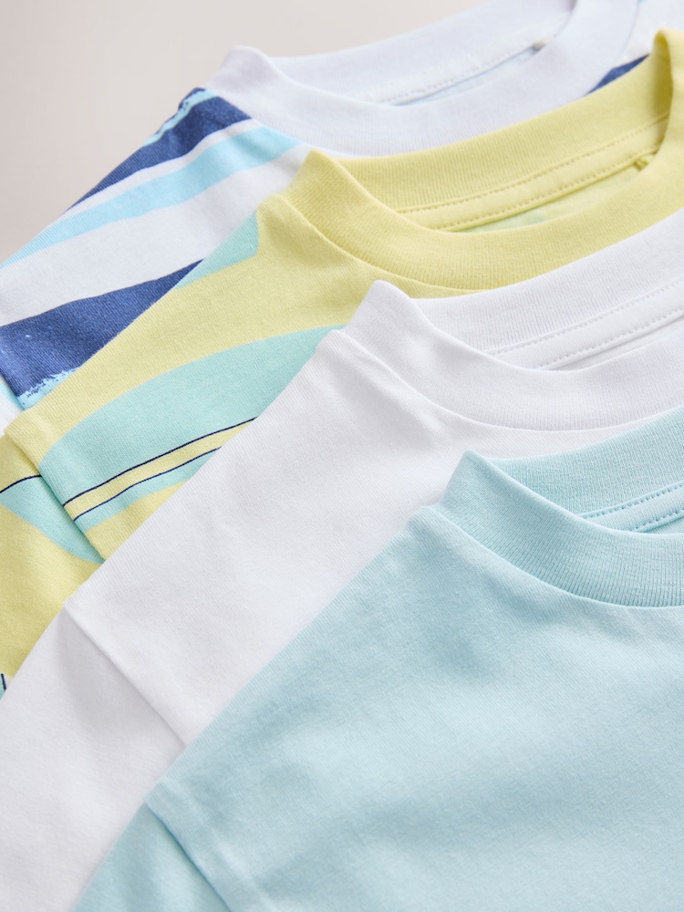 Blue/Yellow Surf Short Sleeve T-Shirts 4 Pack (3mths-7yrs) - Image 2 of 3