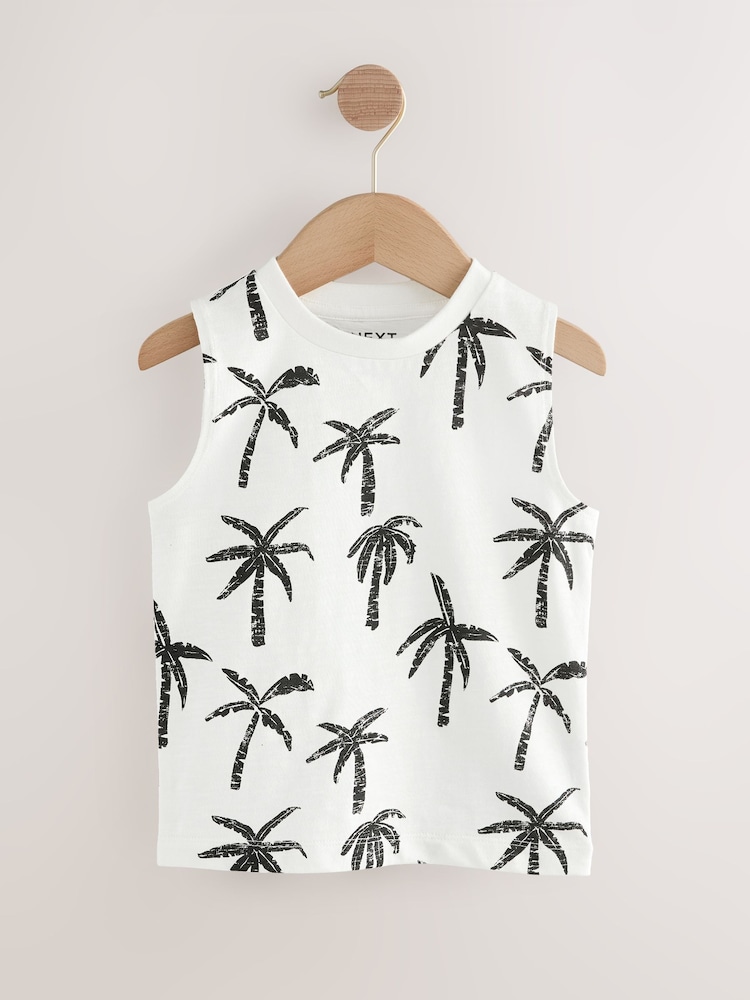 Multi Palm Tree 100% Cotton Vests 3 Pack (3mths-7yrs) - Image 3 of 7