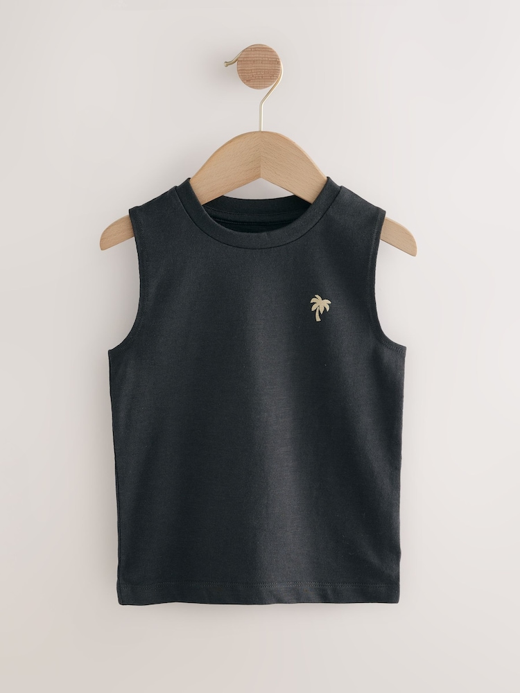 Multi Palm Tree 100% Cotton Vests 3 Pack (3mths-7yrs) - Image 4 of 7