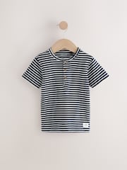 Bleu/Marine - Lot 3 t-shirts Henley texturés à manches courtes (3mois -7ans) - Image 2 de 7