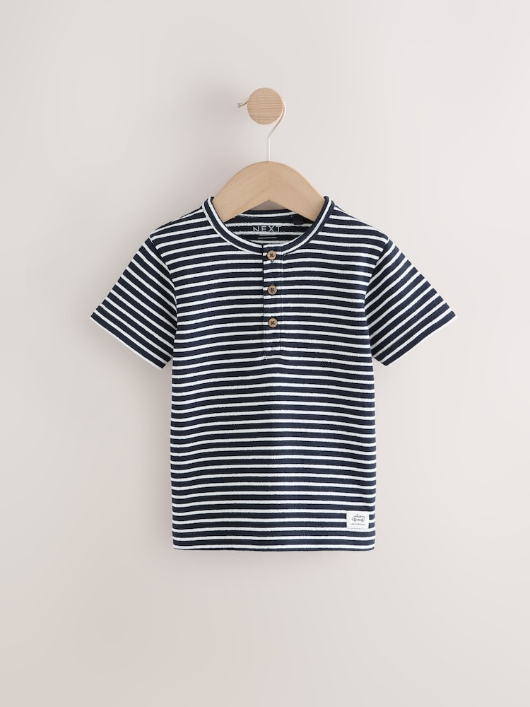 Bleu/Marine - Lot 3 t-shirts Henley texturés à manches courtes (3mois -7ans) - Image 2 of 7