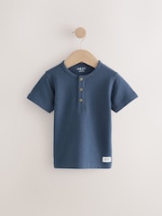 Bleu/Marine - Lot 3 t-shirts Henley texturés à manches courtes (3mois -7ans) - Image 4 de 7
