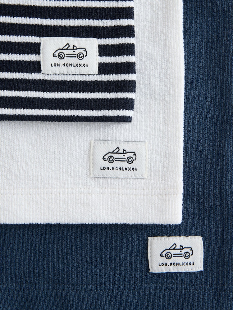 Bleu/Marine - Lot 3 t-shirts Henley texturés à manches courtes (3mois -7ans) - Image 6 of 7