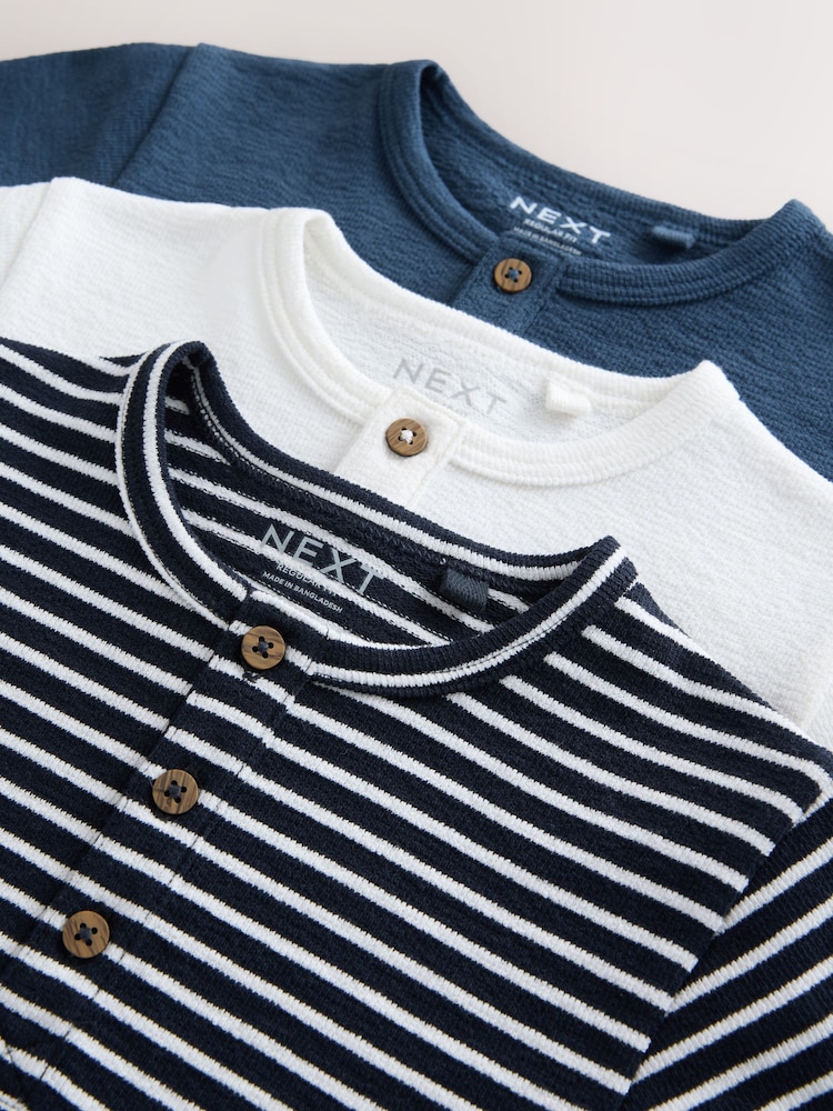 Bleu/Marine - Lot 3 t-shirts Henley texturés à manches courtes (3mois -7ans) - Image 7 of 7