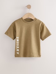 Multi Neutral Slogan Short Sleeve T-Shirts 5 Pack (3mths-7yrs) - Image 3 of 9