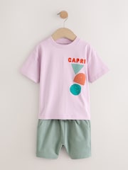 Pink 100% Cotton Short Sleeve Back Print T-Shirt And Shorts Set (3mths-7yrs) - Image 10 of 16
