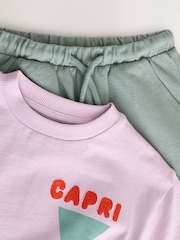 Pink 100% Cotton Short Sleeve Back Print T-Shirt And Shorts Set (3mths-7yrs) - Image 14 of 16