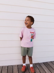 Pink 100% Cotton Short Sleeve Back Print T-Shirt And Shorts Set (3mths-7yrs) - Image 5 of 16