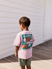 Pink 100% Cotton Short Sleeve Back Print T-Shirt And Shorts Set (3mths-7yrs) - Image 6 of 16