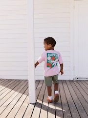 Pink 100% Cotton Short Sleeve Back Print T-Shirt And Shorts Set (3mths-7yrs) - Image 9 of 16