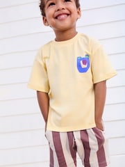 Light Yellow 100% Cotton Short Sleeve Back Print T-Shirt And Shorts Set (3mths-7yrs) - Image 2 of 5