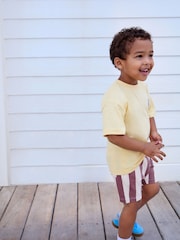 Light Yellow 100% Cotton Short Sleeve Back Print T-Shirt And Shorts Set (3mths-7yrs) - Image 3 of 5