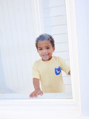 Light Yellow 100% Cotton Short Sleeve Back Print T-Shirt And Shorts Set (3mths-7yrs) - Image 5 of 5