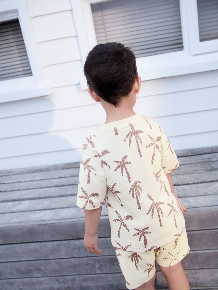 White 100% Cotton All-Over-Print Short Sleeve T-Shirt & Shorts Set (3mths-7yrs) - Image 2 of 8