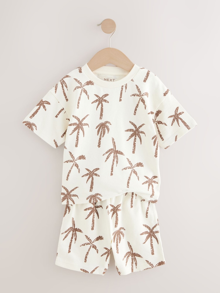 White 100% Cotton All-Over-Print Short Sleeve T-Shirt & Shorts Set (3mths-7yrs) - Image 5 of 8
