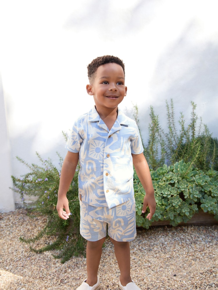 Blue Short Sleeve Shirt & Shorts Set (3mths-7yrs) - Image 1 of 1