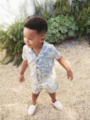 Blue Short Sleeve Shirt & Shorts Set (3mths-7yrs) - Image 3 of 10