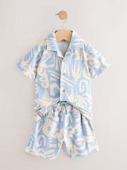 Blue Short Sleeve Shirt & Shorts Set (3mths-7yrs) - Image 7 of 10