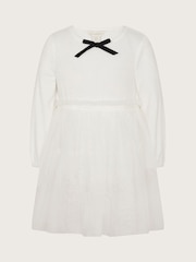 Monsoon White Baby Long Sleeve Bow Tulle Dress - Image 1 of 3