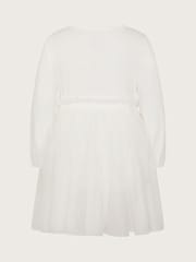 Monsoon White Baby Long Sleeve Bow Tulle Dress - Image 2 of 3