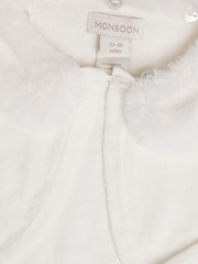 Monsoon Natural Baby Fluffy Collar Super-Soft Cardigan - Image 3 of 3