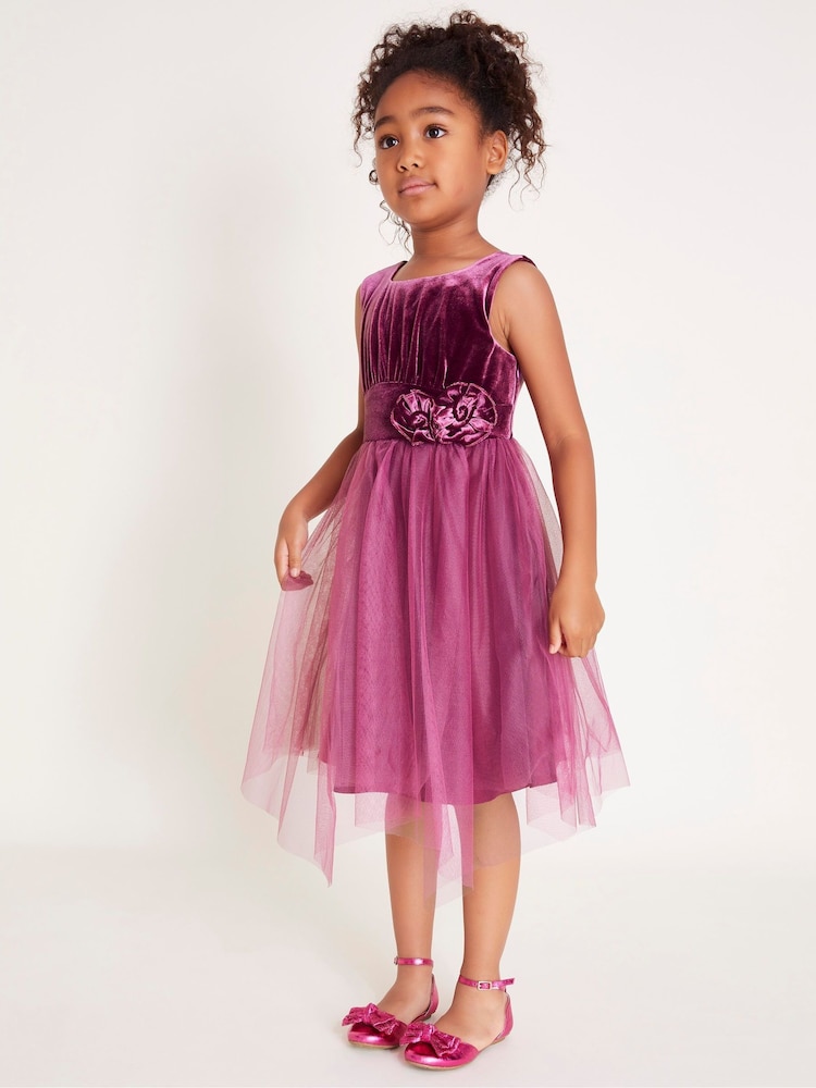 Vestido sin mangas de terciopelo con malla y ramillete de Monsoon - Imagen 1 de 2 Vestido sin mangas de terciopelo con malla y ramillete de Monsoon - Imagen 1 de 2