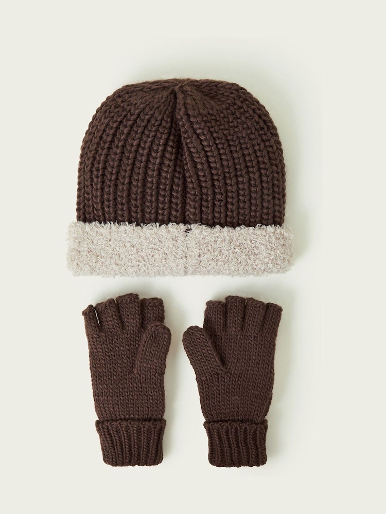Monsoon Brown Borg Explorer Hat and Gloves Set - Image 2 of 3 Monsoon Brown Borg Explorer Hat and Gloves Set - Image 2 of 3
