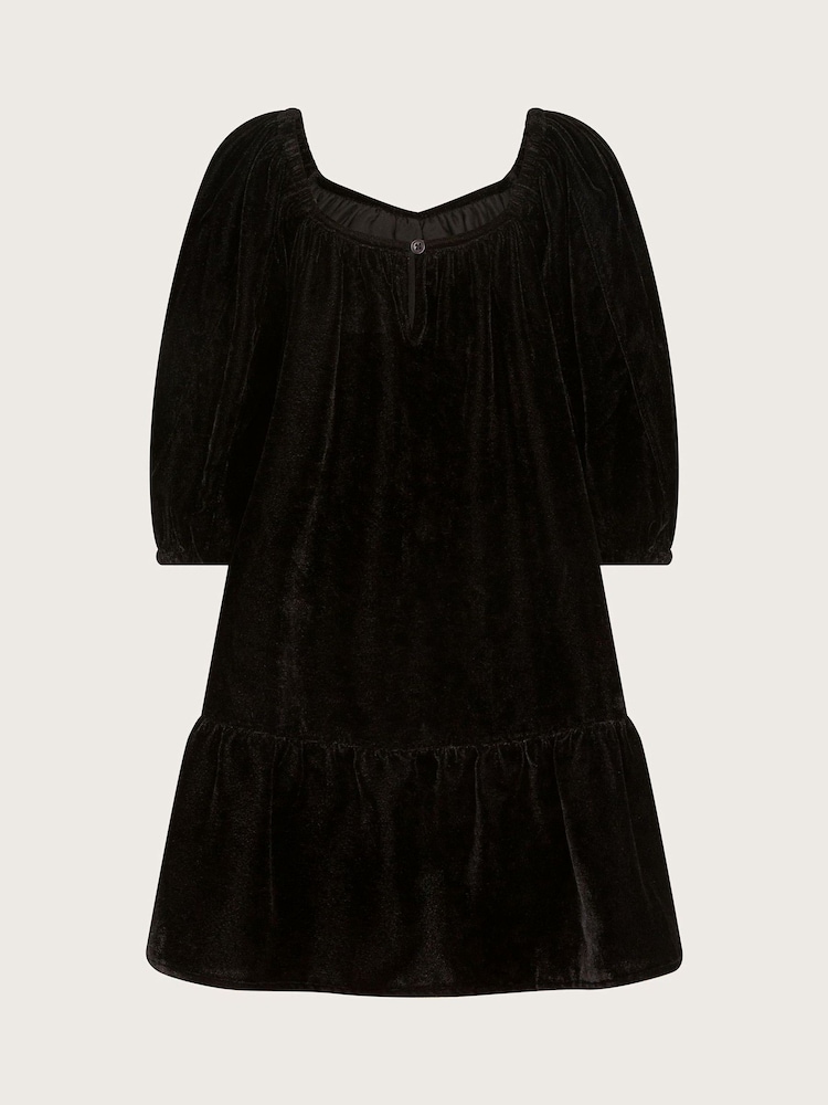 Monsoon Black Velour Bow Dress - Image 1 of 3 Monsoon Black Velour Bow Dress - Image 1 of 3