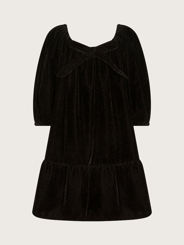 Monsoon Black Velour Bow Dress - Image 2 of 3
