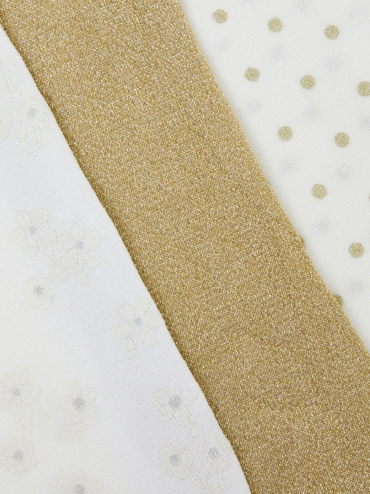 Monsoon Gold Baby Glitter Tights 3 Pack - Image 2 of 2