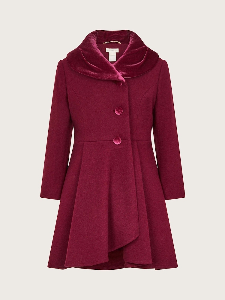 Monsoon Red Velvet Shawl Collar Coat - Image 1 of 3