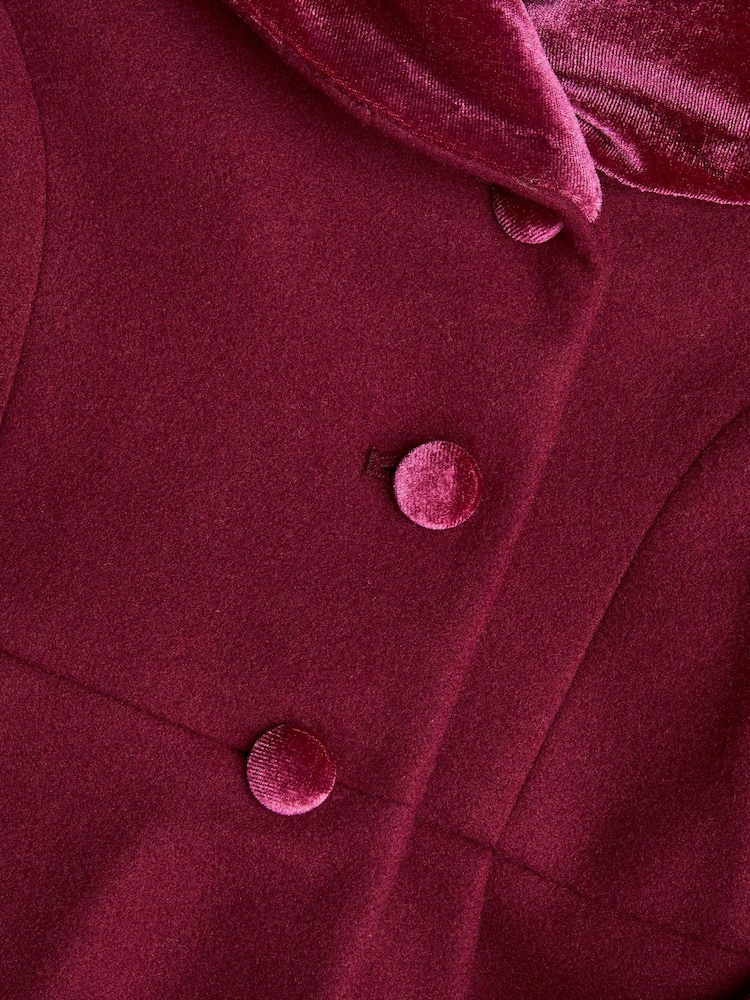 Monsoon Red Velvet Shawl Collar Coat - Image 3 of 3