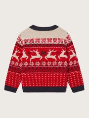 Monsoon Red Christmas Reindeer Fair Isle Pattern Jumper - Image 2 of 3