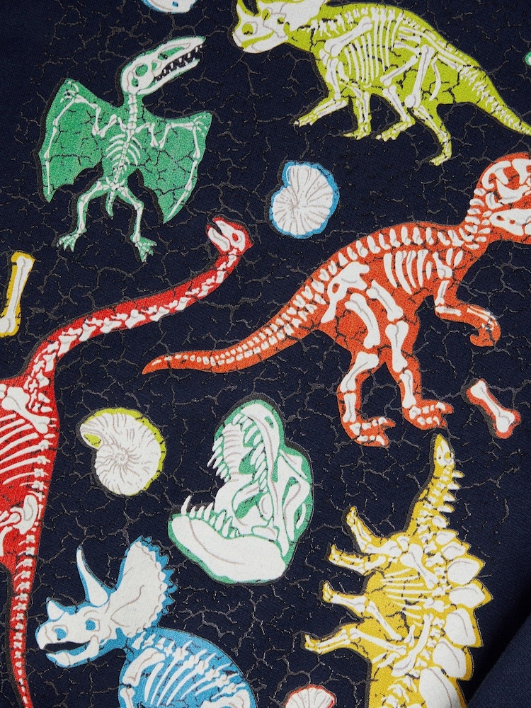 Monsoon Blue Glow In The Dark Dinosaur 100% Cotton Sweatshirt - Image 3 of 3 Monsoon Blue Glow In The Dark Dinosaur 100% Cotton Sweatshirt - Image 3 of 3