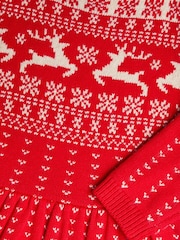 Monsoon Red Christmas Fair Isle Pattern Jumper Dress - Image 3 of 3