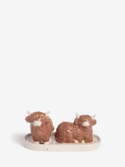 Natural Hamish The Highland Cow Salt and Pepper Shakers with Tray - Image 3 of 5