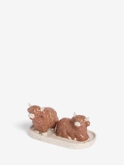 Natural Hamish The Highland Cow Salt and Pepper Shakers with Tray - Image 4 of 5