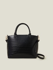 Accessorize Black Faux Croc Handheld Bag - Image 1 of 2
