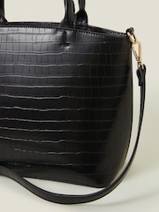 Accessorize Black Faux Croc Handheld Bag - Image 2 of 2