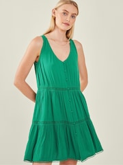 Accessorize Blue Sleeveless Lace Insert Mini Dress - Image 1 of 4