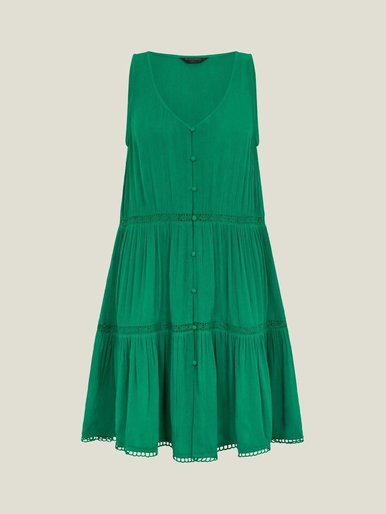 Accessorize Blue Sleeveless Lace Insert Mini Dress - Image 4 of 4