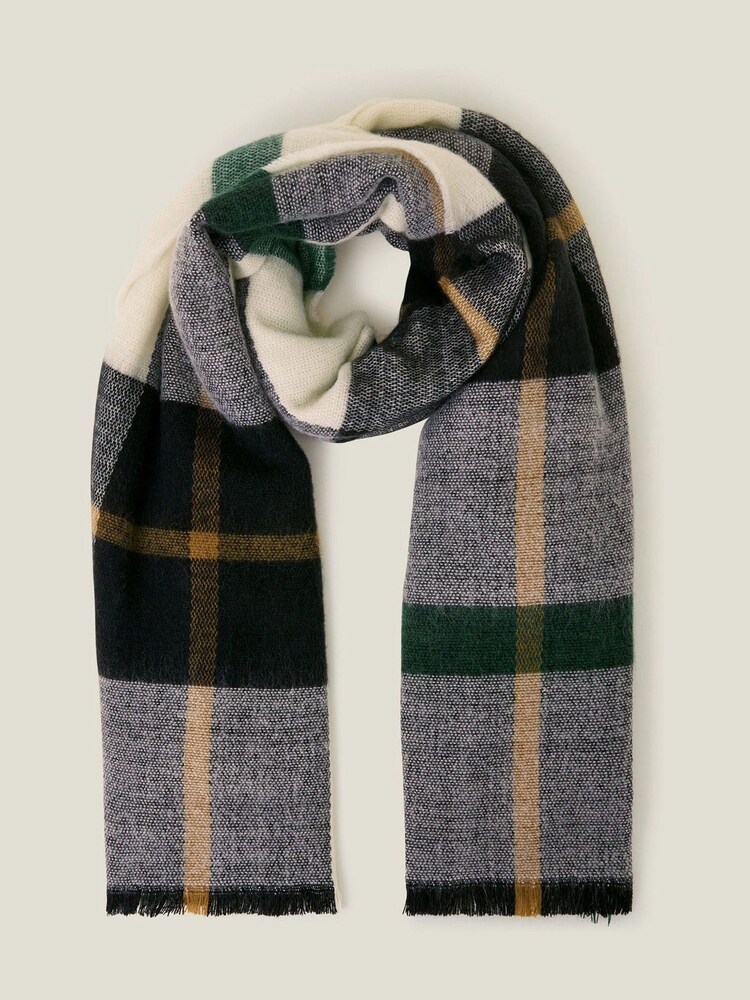 Accessorize Green Woven Check Print Blanket Scarf - Image 2 of 3