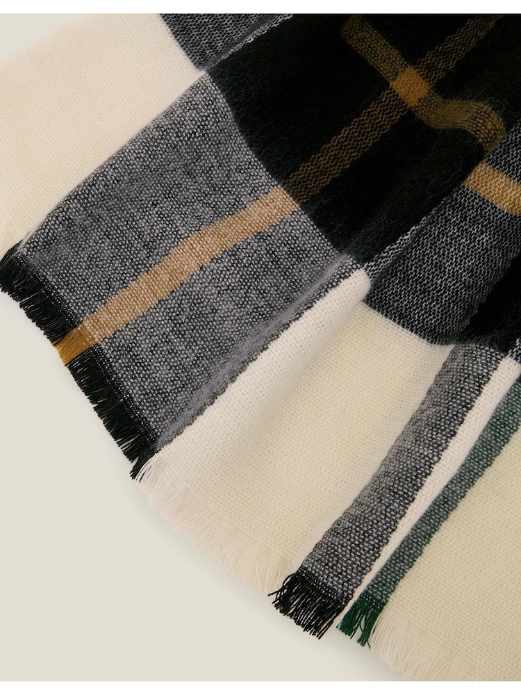 Accessorize Green Woven Check Print Blanket Scarf - Image 3 of 3