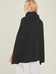 Accessorize Black Roll Neck Knit Poncho - Image 3 of 4