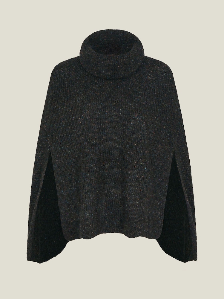 Accessorize Black Roll Neck Knit Poncho - Image 4 of 4 Accessorize Black Roll Neck Knit Poncho - Image 4 of 4