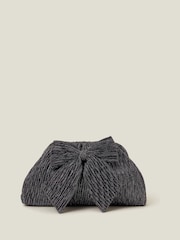 Accessorize Black Metallic Plisse Bow Clutch Bag - Image 1 of 2