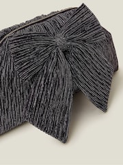 Accessorize Black Metallic Plisse Bow Clutch Bag - Image 2 of 2